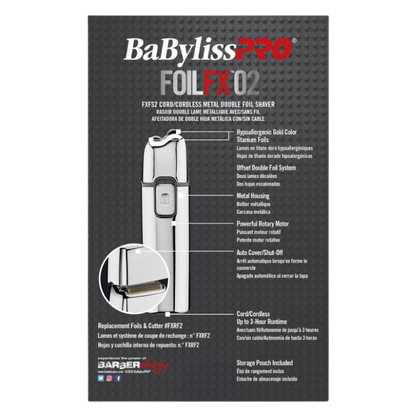 BaBylissPRO FoilFX02 Cordless Double Foil Shaver - Silver