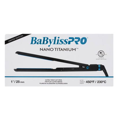 BaBylissPRO Nano Titanium Ultra-Thin Flat Iron 1" - Black & Blue Limited Edition