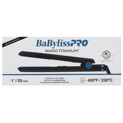 BaBylissPro Nano Titanium Digital Flat Iron 1" - Black & Blue Limited Edition