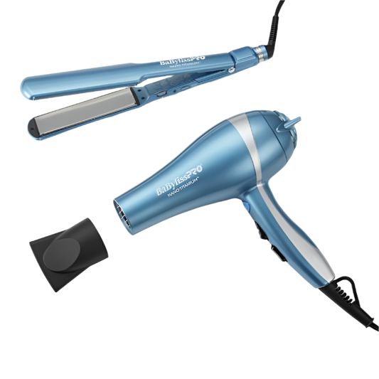 BaBylissPRO Nano Titanium Dryer + 1½" Ultra Thin Flat Iron