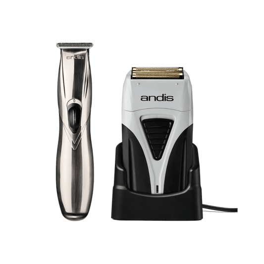 Andis SlimlinePro Cordless Silver Trimmer & ProFoil Shaver Bundle image 0