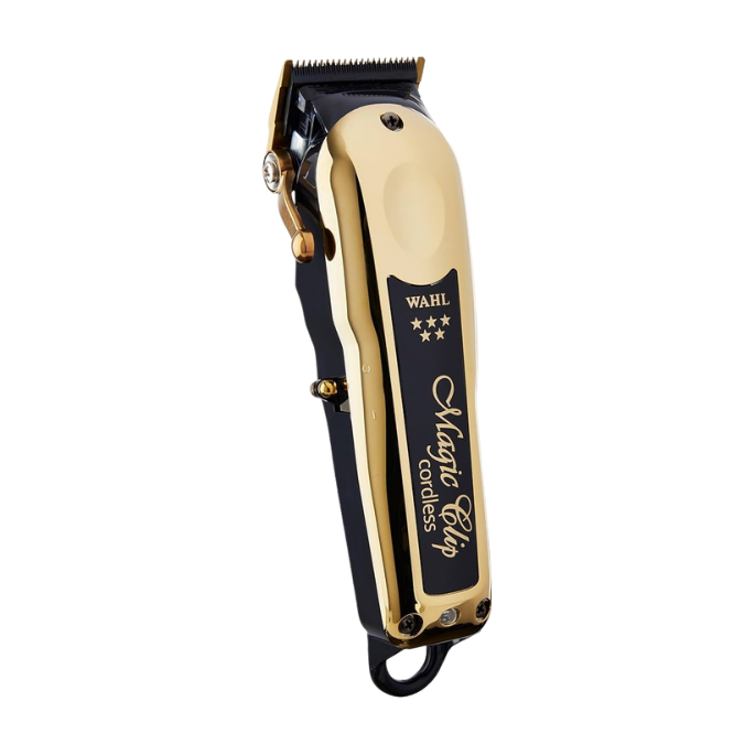 Gold and black Wahl Magic Clip hair clipper on a white background