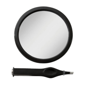 Compact mirror with tweezers